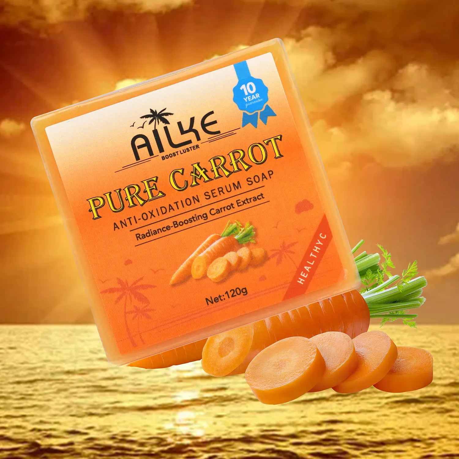 AILKE Pure Carrot Anti-Oxidation Serum Soap, Whitening, Clean Stains, Skin Brightening Soap Bar, With Vitamin C, For Body, Face