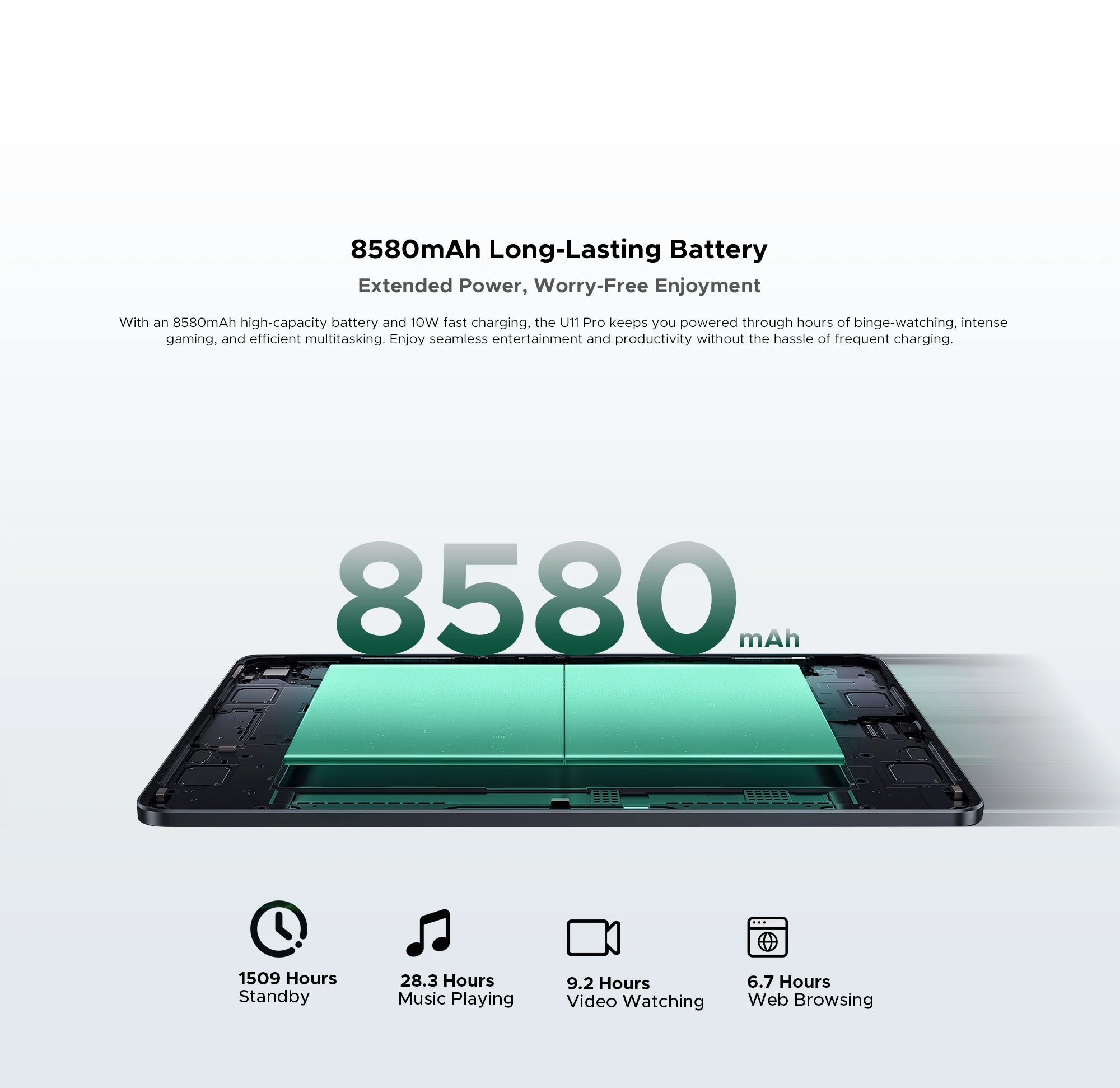 Global Version DOOGEE U11 Pro Android 15 Tablet PC 11 inch Ultra-clear 90Hz Display 30GB(6 + 24) 256GB 8580mAh Battery Tablet