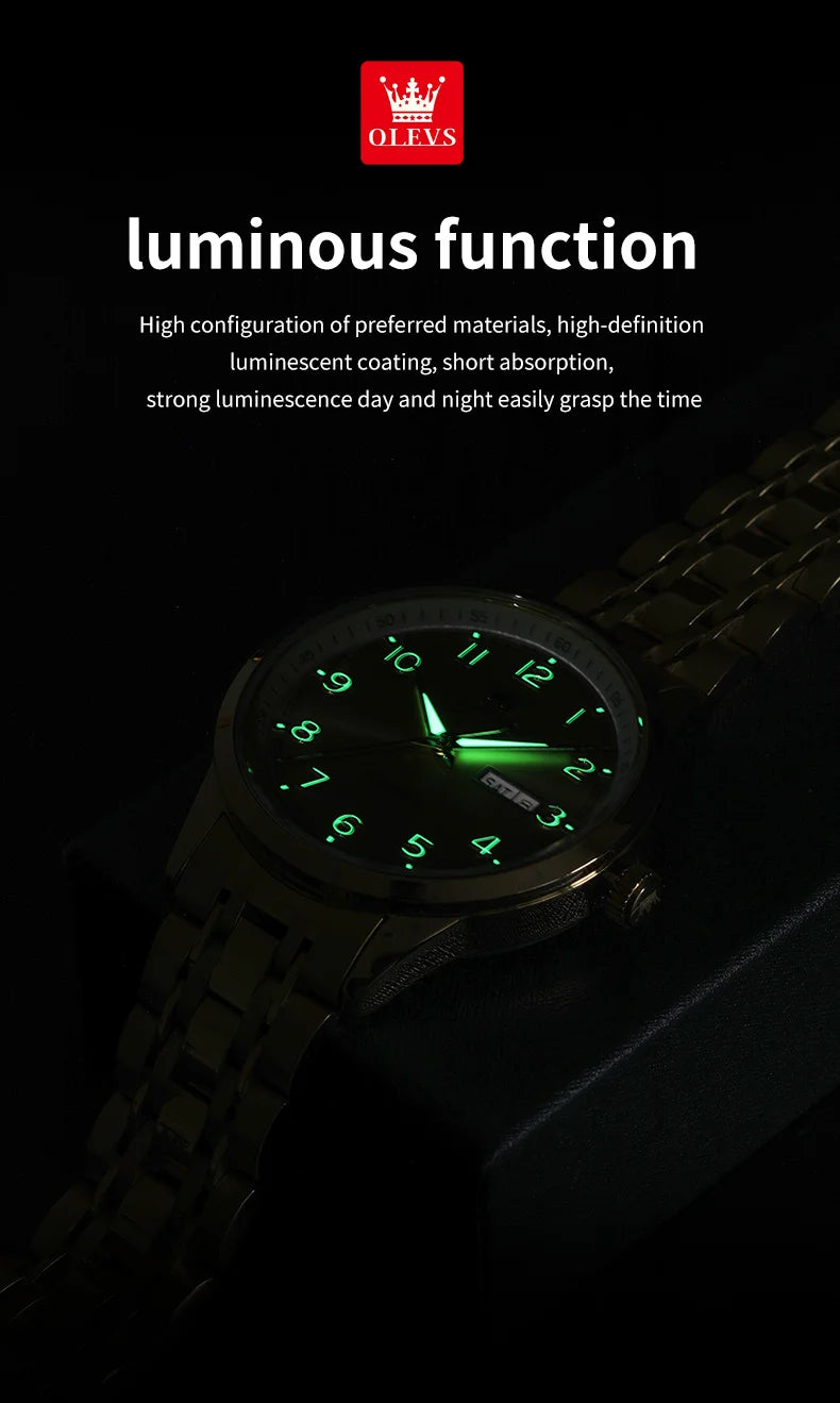 OLEVS Men Watches 7077 Luxury Fashion Top Brand Original Automatic Mechanical Watch for Man Double Scale Simple Trend Waterproof