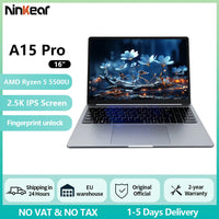 Ninkear A15 Pro Laptop 16" IPS 2.5K FHD AMD Ryzen5 5500U Notebook 16G DDR4 3200Mhz+512GB SSD 54Wh Battery Windows11 PRO Computer