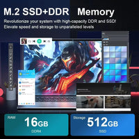 15.6 inch Laptop Computer Intel Celeron N4000 Notebook PC Fingerprint Unlock Windows 11 Pro 16GB RAM 1TB SSD 1920*1080P Laptops