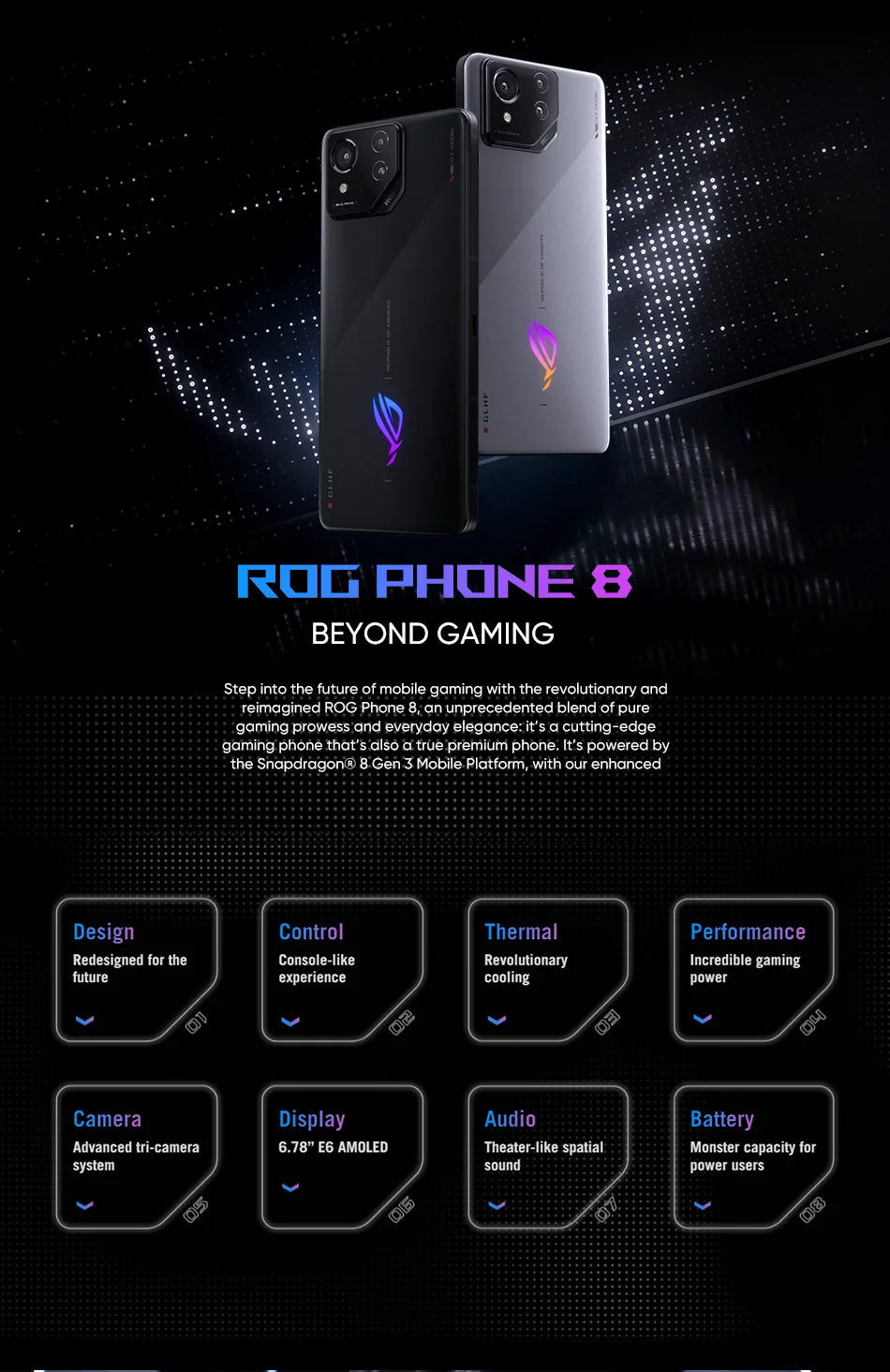 ROG Phone 8 5G Gaming Smartphone Snapdragon 8 Gen 3 AMOLED 165Hz ASUS Android Mobile for Gamers