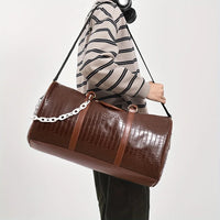 Large Capacity Retro Crocodile-Textured Duffel Bag with Adjustable Shoulder Strap, Stylish Gym,  Weekender & Overnight Bag