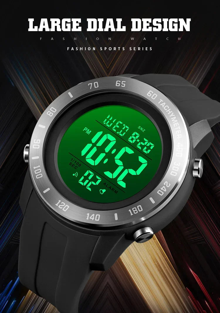 SKMEI 1524  2 Time LED Digital Wristwatches Mens Waterproof Chrono Count Down Male Hour montre homme Big Dial Sport Men Watch