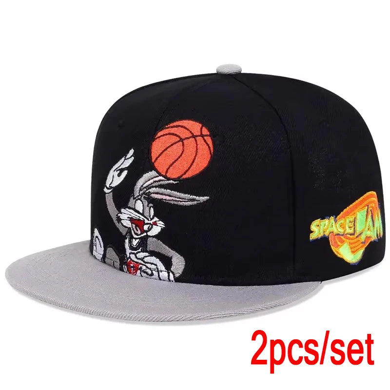 Unisex Rabbits Playing Basketball Embroidery Hip-hop Hats Spring Autumn Outdoor Adjustable Casual Baseball Caps Sunscreen Hat