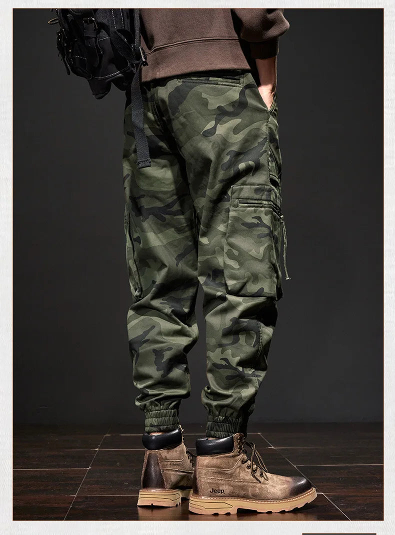 2025 NewMen's Fleece-Lined American Camouflage Casual Multi-Pocket Loose Zipper Jogger Pants Autumn Youth Trendy Workwear