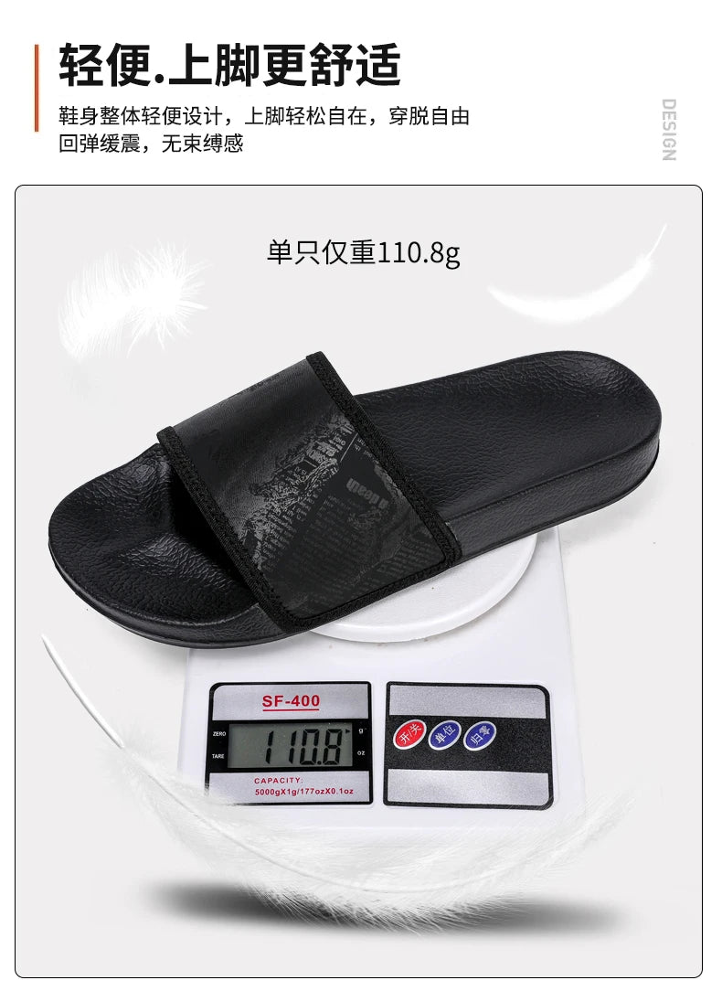 Mens Slides Fashion Summer Luxury Slippers Cushion Beach Solid Slides Indoor Bathroom Anti Slip House Male Sandals