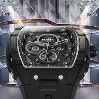 Mark Fairwhale 6014 Brand Rubber Strap Waterproof Luminous Men's Automatic Mechanical Watch Barrel Shape Watches for Men