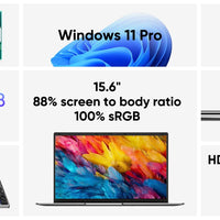 15.6 "Thin & Portable Laptop Computer Intel Celeron N4000 8GB RAM 256GB SSD FHD 1920x1080 16:9 Display For Work And Study