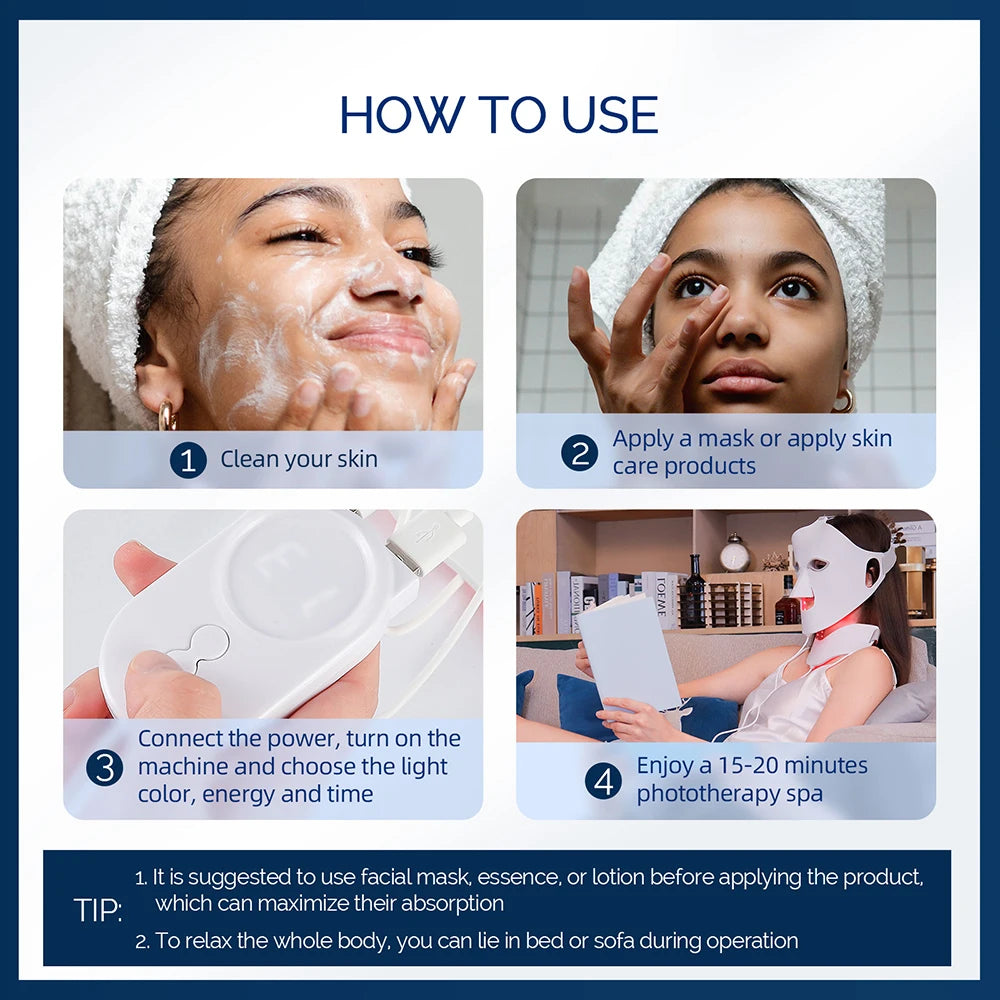 7 Colors LED Silicone Beauty Machine Skin Care Face Mask for Home Use