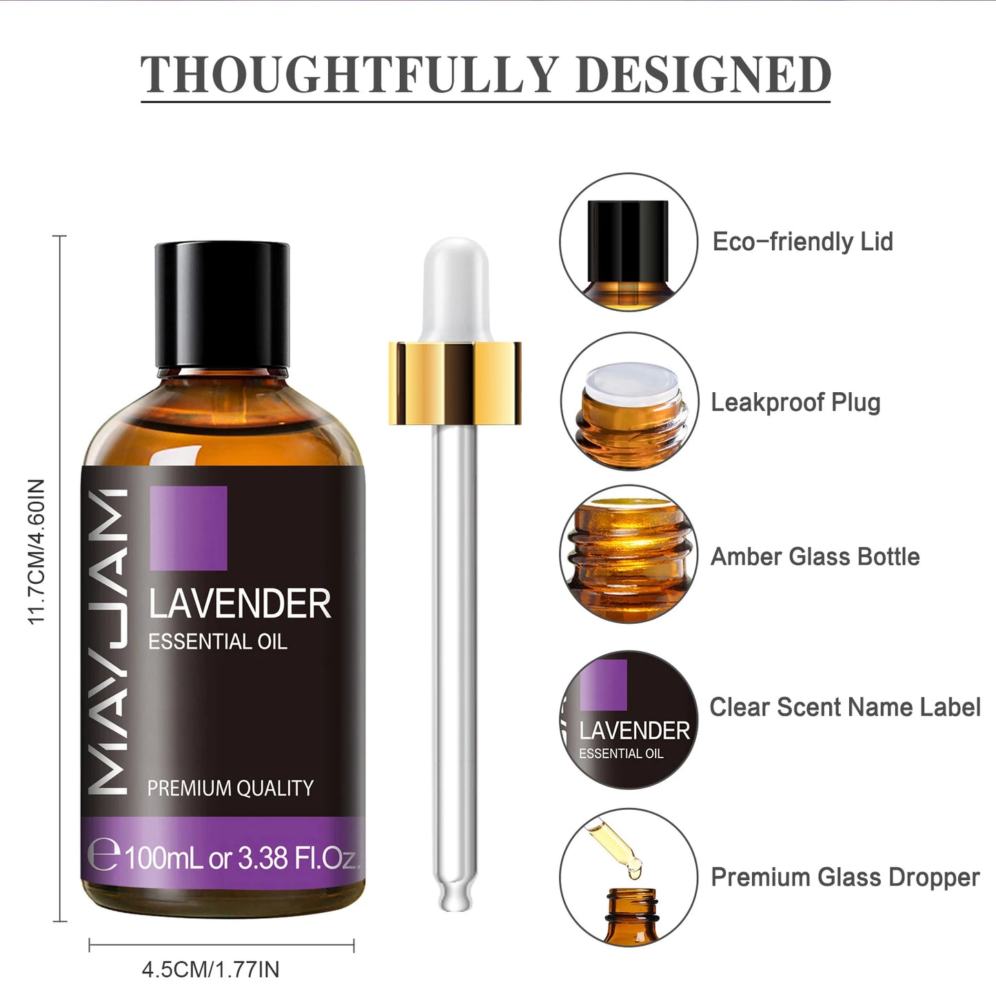 MAYJAM 100ml Pure Essential Oil with Glass Dropper, Aromatherapy Essential Oils Lavender Eucalyptus Rosemary Vanilla Aroma Oil