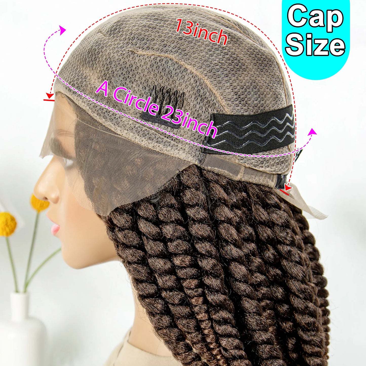 16" Full Lace Twisted Braided Wigs for Black Women Synthetic HD Lace Front Braids Wigs with Baby Hair Natural Lace Braiding Wigs