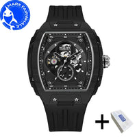 Mark Fairwhale 6014 Brand Rubber Strap Waterproof Luminous Men's Automatic Mechanical Watch Barrel Shape Watches for Men