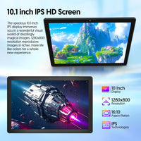 BAKEN 10-inch Android 15 tablet, quad-core processor, 12GB (3+9 expansion) RAM + 64GB storage, 5G WiFi, 1280*800 dual cameras