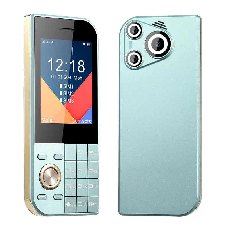 2025 New Push Button Mobile Phone 2.8' Three SIM 3SIM Bluetooth Flashlight MP3 Wireless FM Camera Vibration BigHorn CellPhone