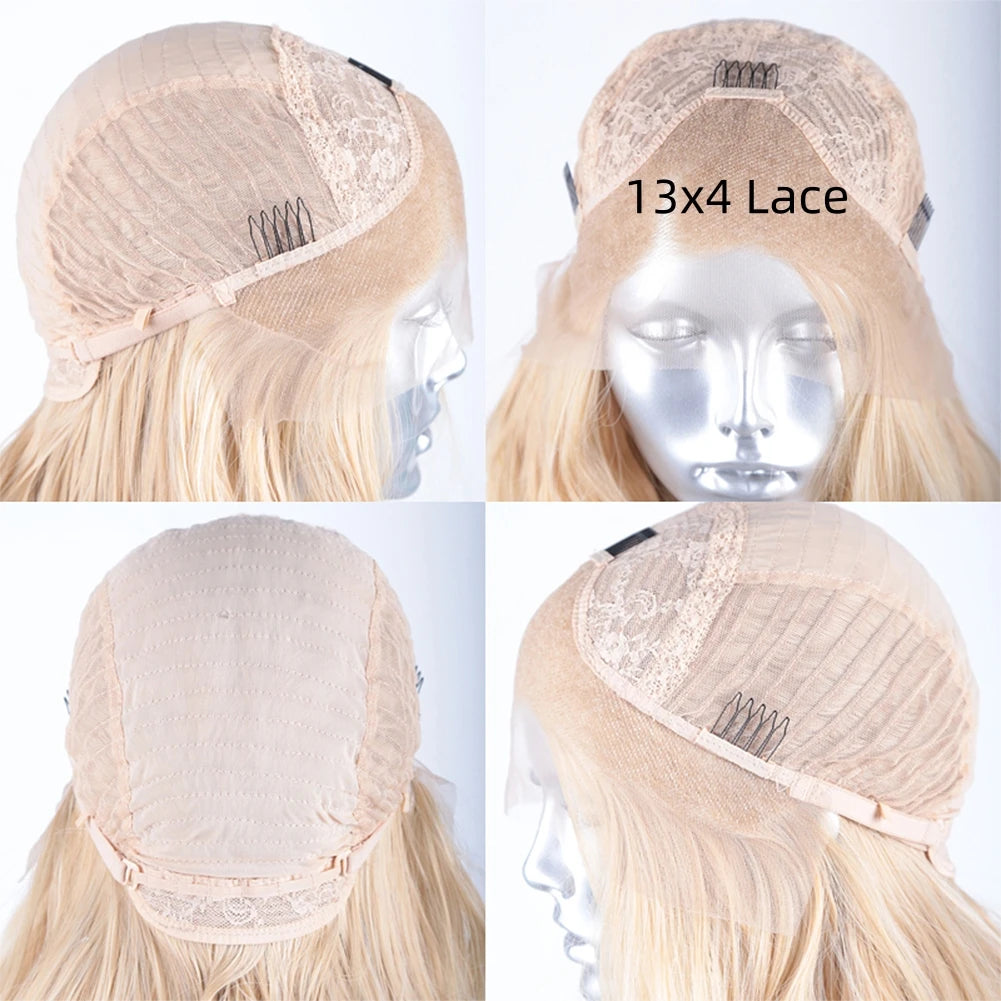 AIMEYA Yellow Hair Cosplay Synthetic Lace Front Wigs for Women Long Loose Wave Wig Free Part Heat Resistant Fiber Synthetic Wig