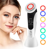 7 in 1 EMS Facial Massager with LED Light Vibration Hot Compress Skin Care Face Beauty Instrument Lifting Device Skincare