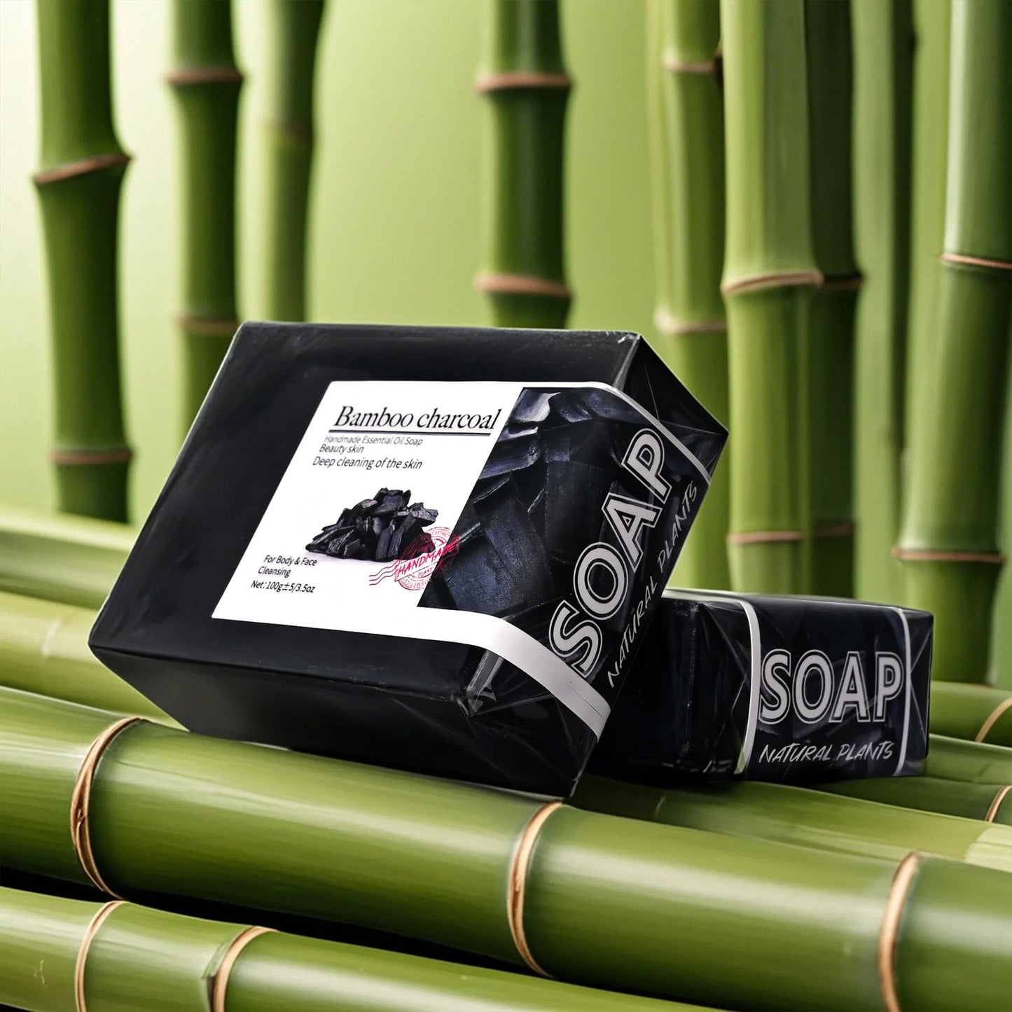 100g Bamboo Charcoal Soap Natural Organic Activated Charcoal Private Label Handmade Blackhead Removal Whitening Black Soap