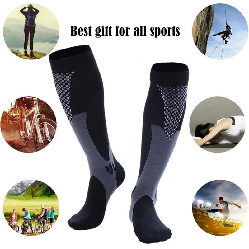 Compression Socks Men Running Cycling Sports Socks Basketball Football Golf Long Socks Varicose Veins Edema Circulation Medical
