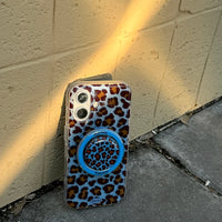 3D Luxury Leopard For Magsafe Grip Tok Phone Case for IPhone 17 16 15 13 Pro Max Wireless Charge Magnetic Stand Holder Cover