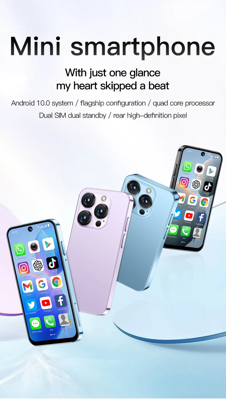 SOYES XS19 Mini Smartphone 3.88in 2GB RAM 16GB ROM Android10.0 With Facial Recognition Dual SIM Standby 3G Network Small Phone