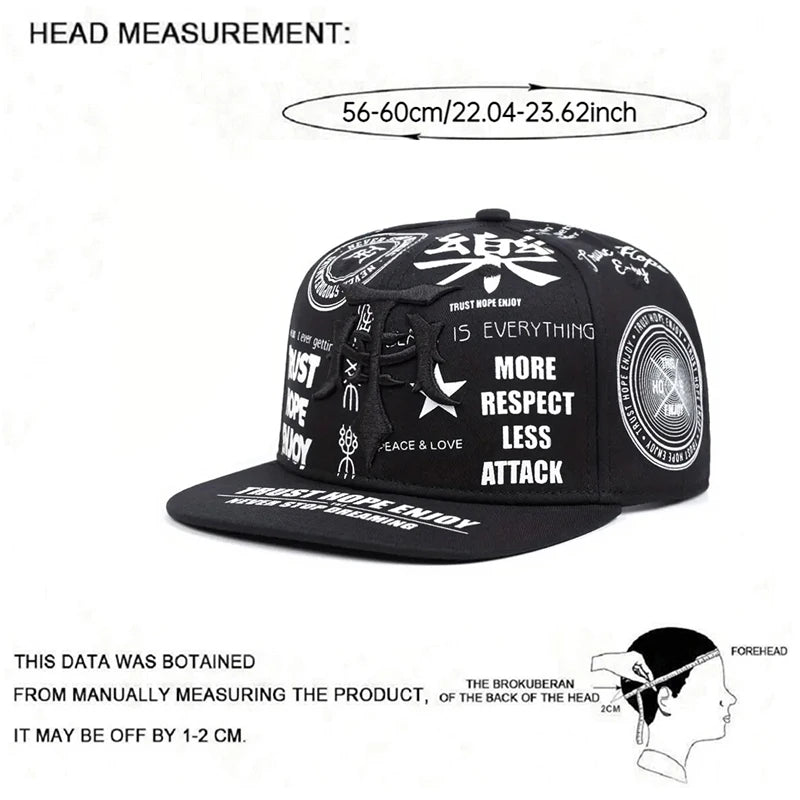 2025 Personalized New Dagger Graffiti Street Pop Hip Hop Hat Outdoor Sports Sunshade Hat Daily Commuter Flat Edge Baseball Hat