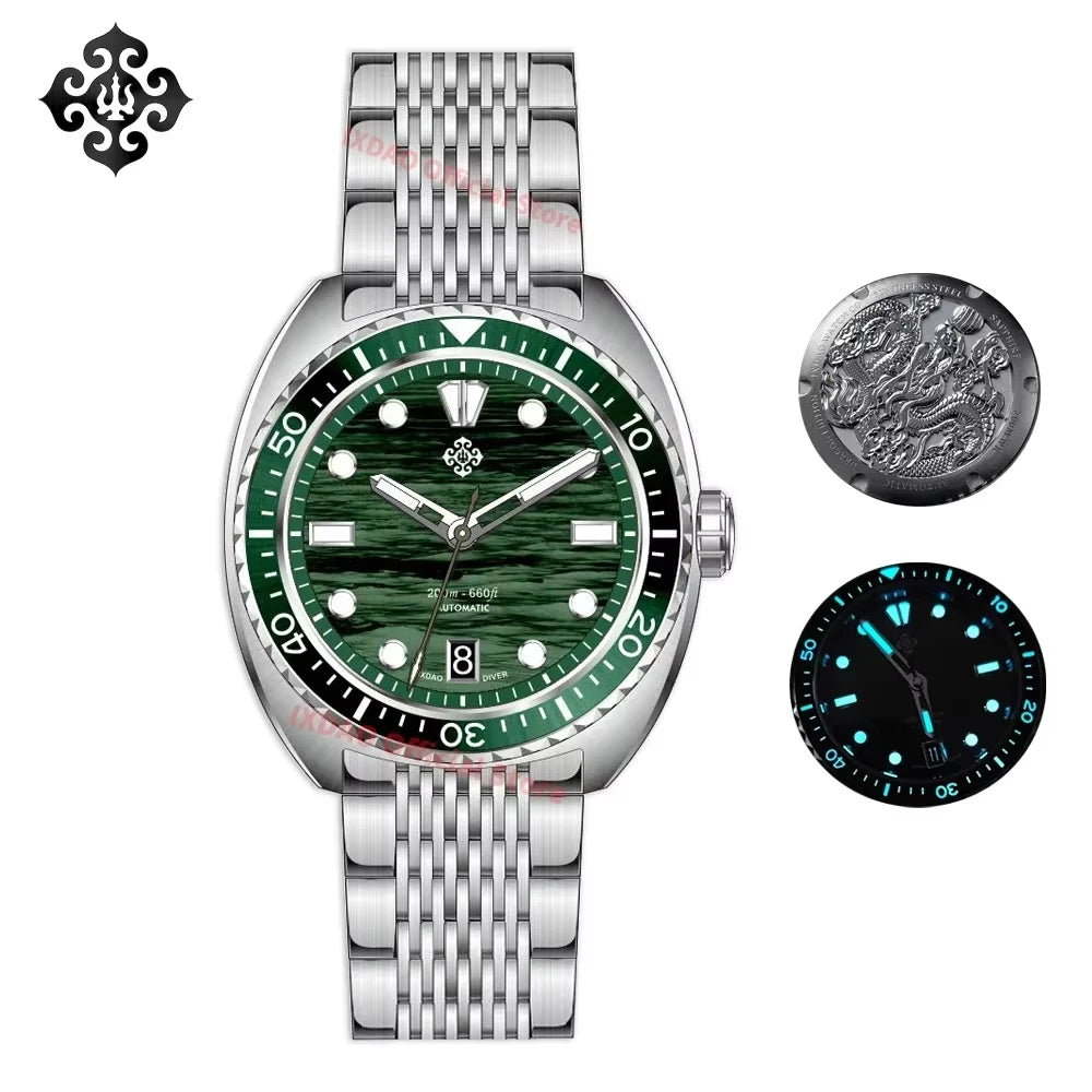 2025 New IXDAO IPOSE Automatic Mechanical Men Watch JD-X07S Dragon Scale Pattern Watch Stainless Steel BWG-9 Diving reloj hombre