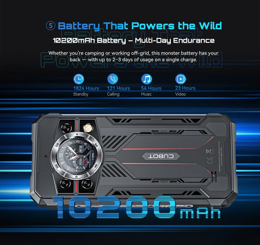 Rugged Smartphone 5G Cubot KingKong 11, 10200mAh Battery, Dimensity 7025, 6nm, 2.5GHz, 32GB RAM(16+16), 256GB ROM,108MP Camera