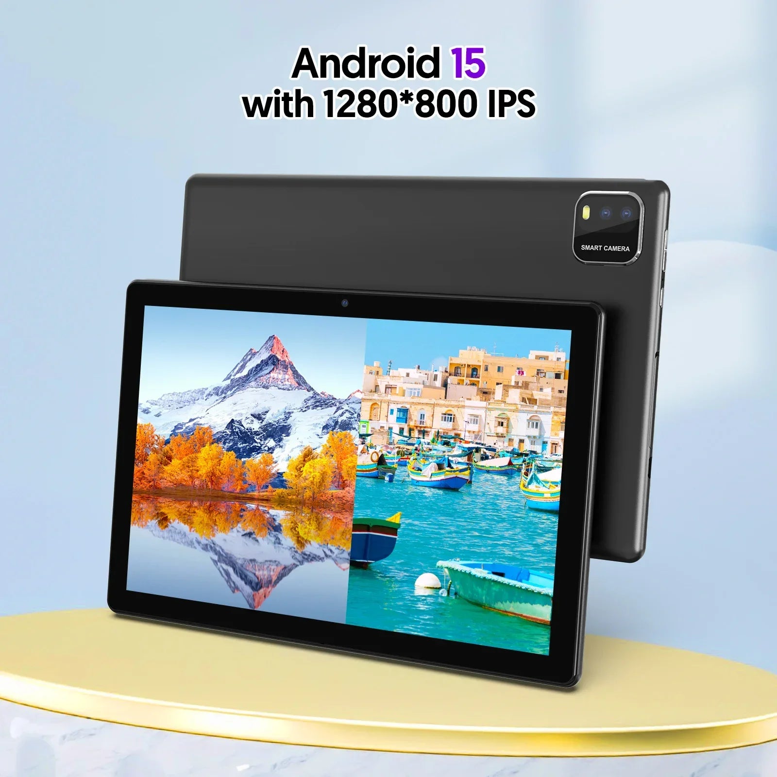 BAKEN 10-inch Android 15 tablet, quad-core processor, 12GB (3+9 expansion) RAM + 64GB storage, 5G WiFi, 1280*800 dual cameras