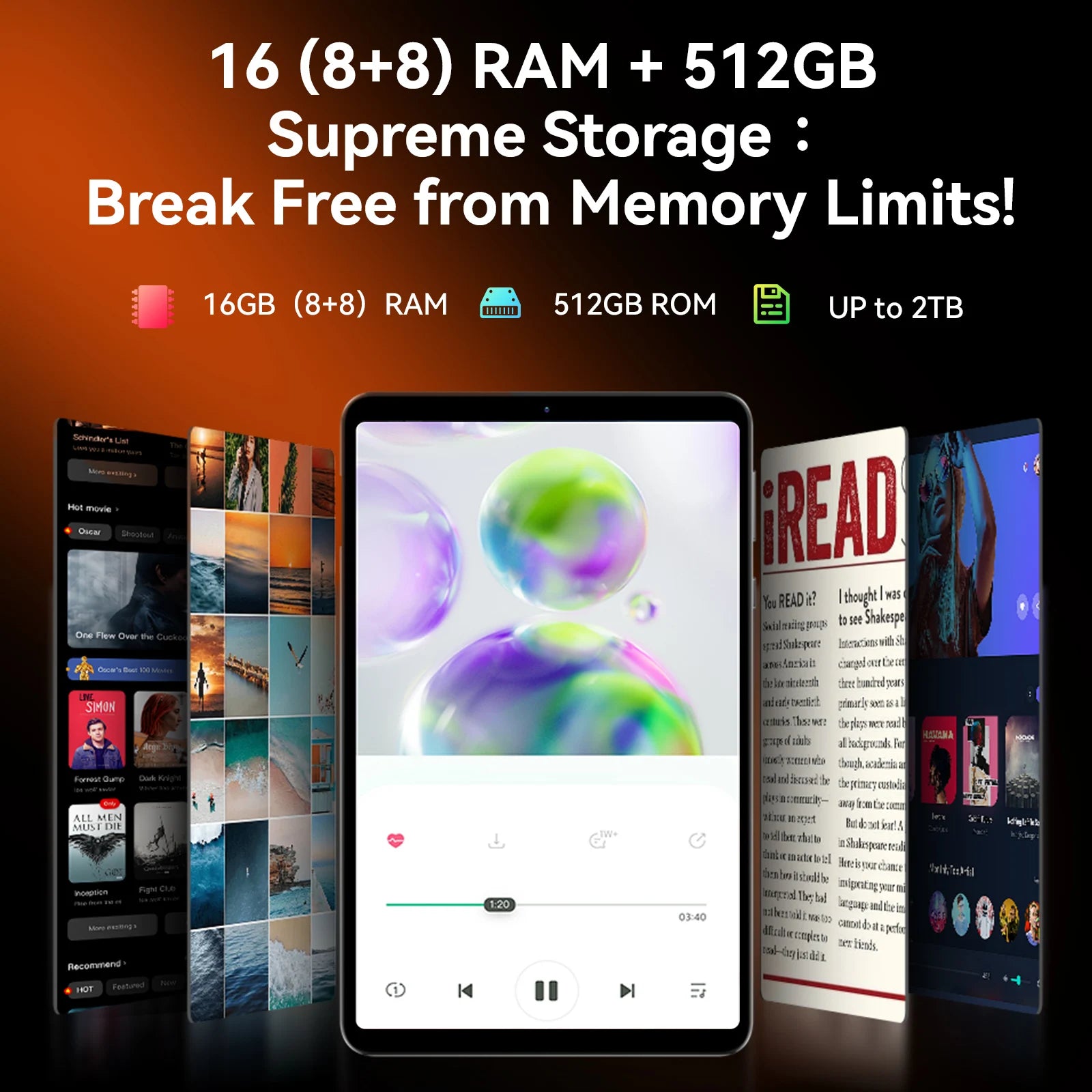 Headwolf FPad7Pro SIM 4G LTE Gaming Tablet 8.4" 2.5K FHD Display Screen 16GB 512GB MTK 7050 CPU,8MP/16MP Camera, WiFi 6 tablet