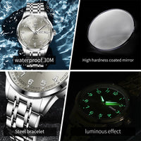 OLEVS Men Watches 7077 Luxury Fashion Top Brand Original Automatic Mechanical Watch for Man Double Scale Simple Trend Waterproof