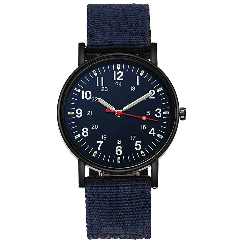 YIKAZE Fashion Men's Watches Luxury Military Men Quartz Watch Canvas Strap Luminous Hands Clock Sports Wristwatch for Man Male