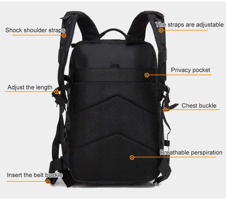 Outdoor Sports Multi-functional Bags50L  Tactical Backpack Men's Travel Large Capacity Rucksacks Men Waterproof