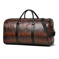 Large Capacity Retro Crocodile-Textured Travel Duffel Bag - Durable Vacation Luggage, Versatile Gift for Men & Women