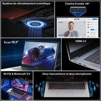 KAMRUI Laptop Computer 18.5" FHD 8000mAh Intel N150 Quad-Core Windows 11 PRO 16GB DDR4 RAM 512GB M.2 SSD WiFi5 Desktop Notebook