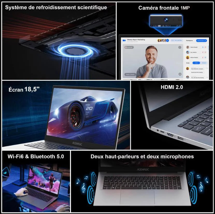 KAMRUI Laptop Computer 18.5" FHD 8000mAh Intel N150 Quad-Core Windows 11 PRO 16GB DDR4 RAM 512GB M.2 SSD WiFi5 Desktop Notebook