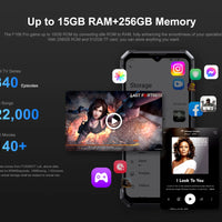 FOSSiBOT F106 PRO 4G Rugged Smartphone Android 14 15GB(8+7GB Extended) 256GB ROM 12000mAh 48MP 30W 6.58 Inch FHD+ Cellphone NFC
