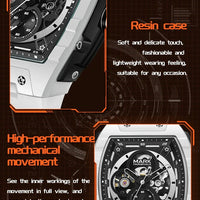 Mark Fairwhale 6014 Brand Rubber Strap Waterproof Luminous Men's Automatic Mechanical Watch Barrel Shape Watches for Men