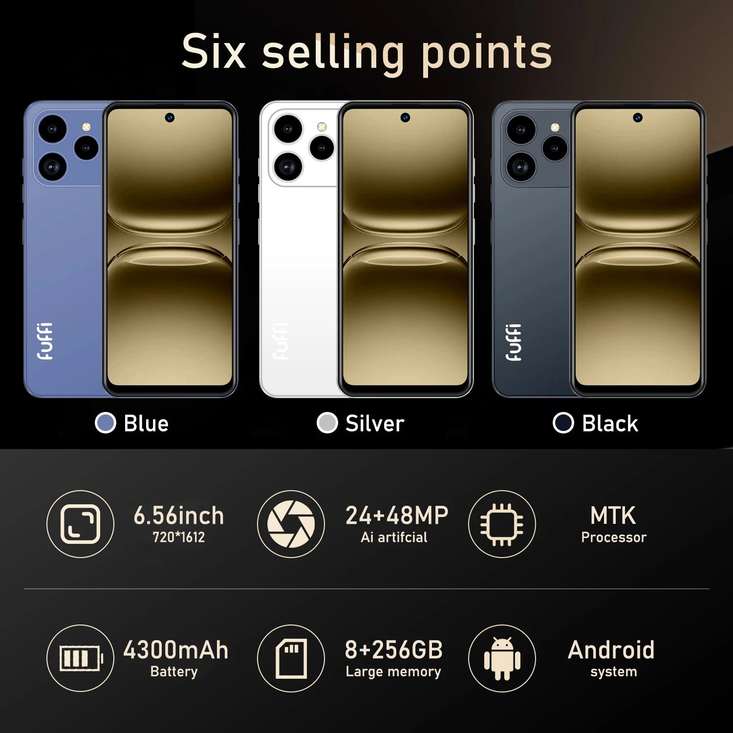 Global Vision M17 Pro Max Smartphone 5G Android 8GB RAM 256GB ROM 6.56 Inch Phone 720x1612HD 24+48MP 4G 5G Network Mobile Phones