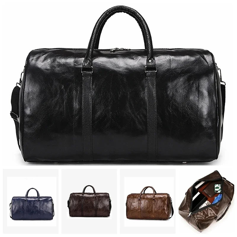 2024 Leather Travel Bag Large Duffle Independent Big Fitness Bags Handbag Bag Luggage Shoulder Bag Black Men Fashion Zipper Pu