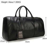 Custom Name Mens Leather Travel Duffle Bag Cow Leather Men's Weekender Bags Real Cowskin Leather Handbags For Travelling Outdoor