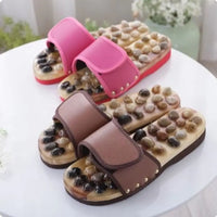Natural Pebbles Acupressure Massage Slippers Rotating Feet Care Massage Stone Sandals Adjustable Relaxation Foot Massager Shoes