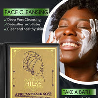 AILKE African Natural Black Soap for Face and Body, Brightening Skin, Reduce Acne, Deep Cleansing, Oil Control, Moisturizing