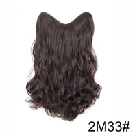 20Inch Synthetic Long Wavy Curly 4 Clip in Hair Extension V-shaped Heat Resistant Black Blonde Hairpiece for Women