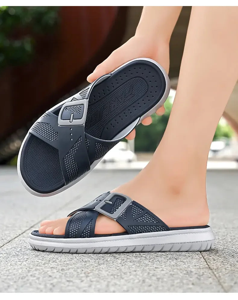 Breathable Summer Flip Flops Men Lightweight Quick Drying Slippers Comfortable Indoor and Outdoor Slides Waterproof Beach Shoes