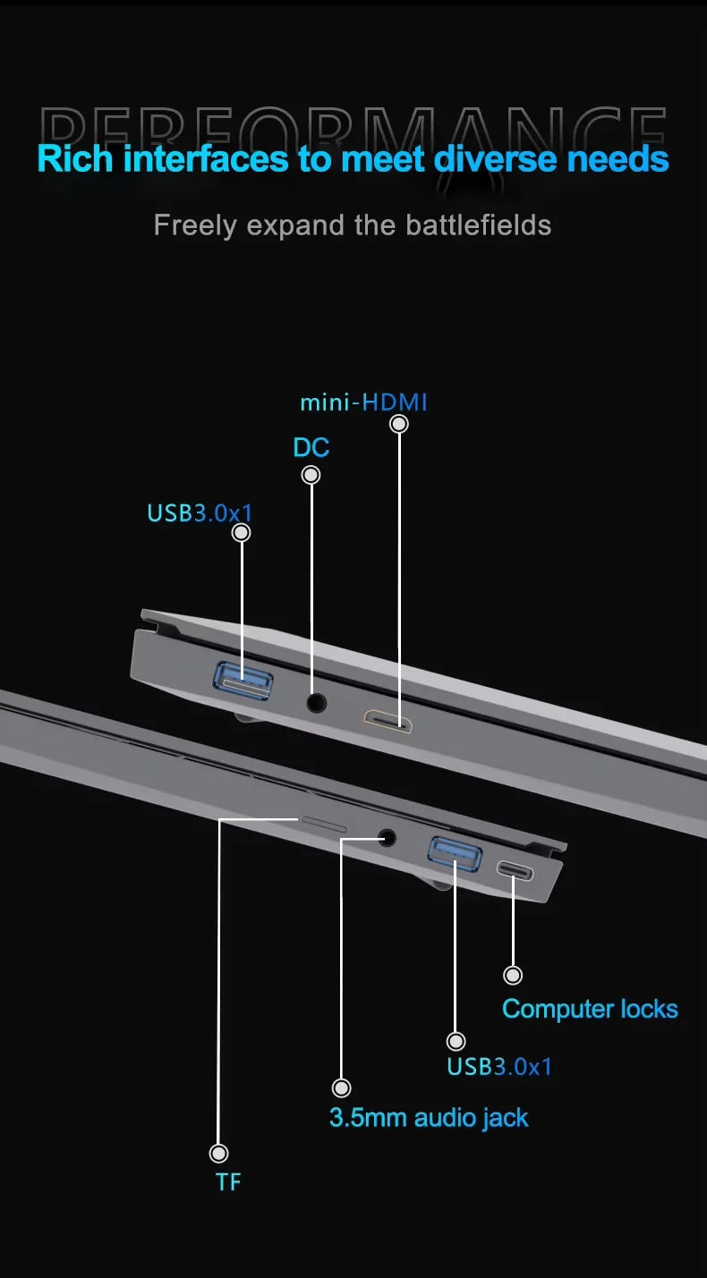 15.6" Ultra Slim Intel Core i7 6500U Laptop Computer Windows 11 16GB DDR4 1TB SSD Notebook PC Fingerprint Unlock Gaming Laptops