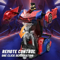 1:18 RC Transforming Car Robot Toy, LED Lights, 2.4GHz Drift Racing Vehicle, One-Button Transform, Rechargeable, 360° Rotation