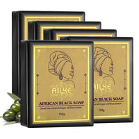 AILKE African Natural Black Soap for Face and Body, Brightening Skin, Reduce Acne, Deep Cleansing, Oil Control, Moisturizing