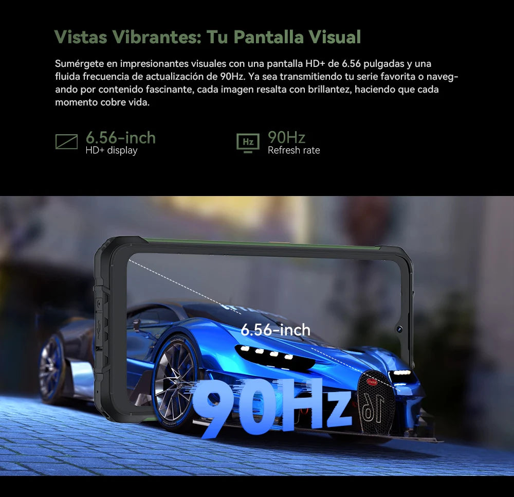 Cubot Kingkong Ace 2, Ultra-Thin and Robust Smartphone with Android 14, 16 Gb Ram (6 Gb + 10 Gb Expandable), 128 Gb Rom, 6.56 Inch and 90 Hz Screen, Nfc, 5100 Mah Battery, 4g Cell Phone