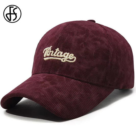 FS Brown Red Winter Corduroy Cap For Men Thick Warm Women Hats Streetwear Baseball Caps 3D Letter Trucker Hat Casquette Femme